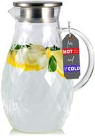 🥛 borosilicate glass pitcher with lid and spout - 68 ounces cold and hot water carafe with diamond pattern – ideal for homemade iced tea and juice logo