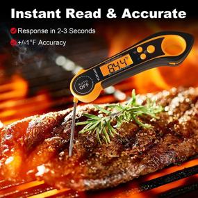 img 3 attached to YOXIJAC Instant Read Meat Thermometer: Waterproof Digital Food Thermometer for Cooking, BBQ, Grill, and Candy with Backlight, Magnet, Calibration, and Long Foldable Probe