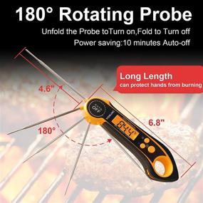 img 2 attached to YOXIJAC Instant Read Meat Thermometer: Waterproof Digital Food Thermometer for Cooking, BBQ, Grill, and Candy with Backlight, Magnet, Calibration, and Long Foldable Probe