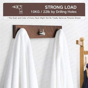 img 2 attached to YOHOM Key Holder: Adhesive Coat Hanger with Hooks, Wood Hat Rack for 👕 Wall, Organizer for Robe, Towels, and More - Perfect for Closet, Entryway, Kitchen, and Hallway