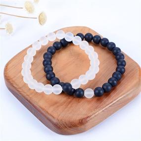 img 3 attached to 👫 Couples Distance Bracelets - Cherry Tree Collection, His and Hers, Gemstone Beaded Stretch Bracelets with 8mm Round Beads, Various Sizes