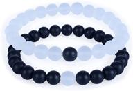 👫 couples distance bracelets - cherry tree collection, his and hers, gemstone beaded stretch bracelets with 8mm round beads, various sizes logo