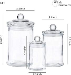 img 1 attached to Versatile Glass Apothecary Jars with Lids - Set of 3 - Ideal Bathroom Storage Solution and Mason Jar Bathroom Accessories Set