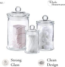 img 3 attached to Versatile Glass Apothecary Jars with Lids - Set of 3 - Ideal Bathroom Storage Solution and Mason Jar Bathroom Accessories Set