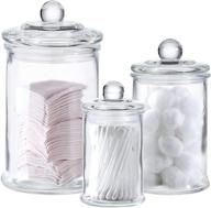 versatile glass apothecary jars with lids - set of 3 - ideal bathroom storage solution and mason jar bathroom accessories set logo