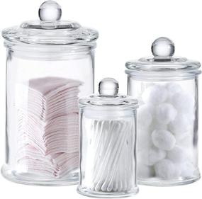 img 4 attached to Versatile Glass Apothecary Jars with Lids - Set of 3 - Ideal Bathroom Storage Solution and Mason Jar Bathroom Accessories Set