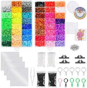 img 4 attached to YANSHON 12800 Iron Beads for Kids: 48 Bright Colors Fuse Beads Kit with Pegboards, Tweezers, and Ironing Paper for Fun DIY Crafts