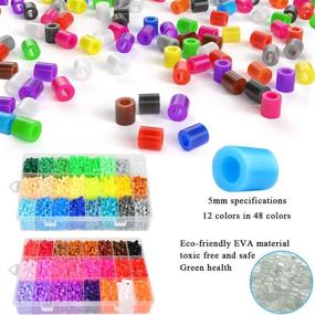 img 2 attached to YANSHON 12800 Iron Beads for Kids: 48 Bright Colors Fuse Beads Kit with Pegboards, Tweezers, and Ironing Paper for Fun DIY Crafts