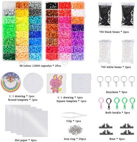 img 3 attached to YANSHON 12800 Iron Beads for Kids: 48 Bright Colors Fuse Beads Kit with Pegboards, Tweezers, and Ironing Paper for Fun DIY Crafts