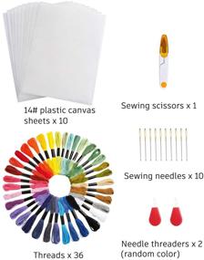 img 3 attached to 🔨 Versatile Plastic Mesh Canvas Sheets with Sewing Tools for Embroidery, Cross-Stitch, and DIY Crafts – Pllieay 10 Pieces, 14 Count