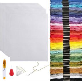 img 4 attached to 🔨 Versatile Plastic Mesh Canvas Sheets with Sewing Tools for Embroidery, Cross-Stitch, and DIY Crafts – Pllieay 10 Pieces, 14 Count