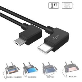 img 4 attached to 🔌 Оптимизированный кабель Micro USB для Type C OTG 11,8 дюйма с углом 90 градусов для передачи видео и данных для DJI Mavic 2 Zoom/Mavic 2 Pro/Mavic Air/Mavic Pro/Mavic Pro Platinum/Spark, подходит для смартфонов/планшетов (черный)