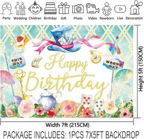 img 3 attached to 🎩 Captivating Allenjoy Mad Hatter Birthday Backdrop: Mint Green Tea Party Photography Background for Girl Baby in Wonderland Celebration with Rose Teapot, Playing Cards, and Kids Photoshoot Props - 84x60inch