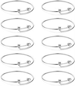 img 4 attached to Wanmei 10pcs 2.6inch Adjustable Wire Blank Bangles: Perfect for DIY Jewelry Making with Expendable Charm Bracelets