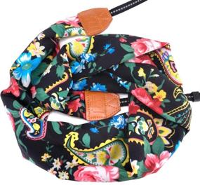 img 2 attached to 📷 Premium DSLR/SLR/Digital Camera Soft Scarf Strap Belt by Wolven - Black Multi Floral Design for Instant Camera Compatibility