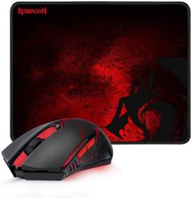 img 4 attached to 🖱️ Redragon Wireless Gaming Mouse and Mouse Pad Combo, Ergonomic MMO Mouse with 6 Buttons, 2400 DPI, Red LED Backlit &amp; Large Mouse Pad for Windows PC Gamer (Black Wireless Mouse &amp; Mousepad Set)