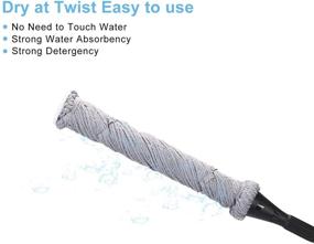 img 3 attached to 🧹 Eyliden Twist Mop & Refills Set - Hand Release - Dry & Wet Mops for Hardwood and Tile Floor Cleaning - Easy Wringing, Includes 2 Replacement Heads, 57.7-inch Long Handle, with Top Scouring Pad (Grey)