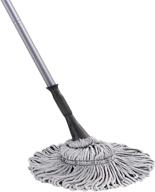 🧹 eyliden twist mop & refills set - hand release - dry & wet mops for hardwood and tile floor cleaning - easy wringing, includes 2 replacement heads, 57.7-inch long handle, with top scouring pad (grey) logo