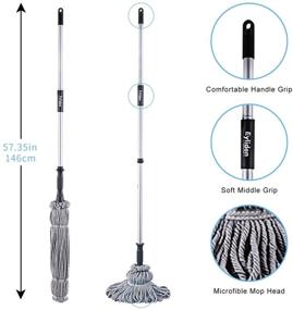 img 1 attached to 🧹 Eyliden Twist Mop & Refills Set - Hand Release - Dry & Wet Mops for Hardwood and Tile Floor Cleaning - Easy Wringing, Includes 2 Replacement Heads, 57.7-inch Long Handle, with Top Scouring Pad (Grey)