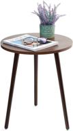 🏠 haton side table, modern round white coffee tea end table for living room, bedroom, and balcony, easy assembly (16.5 × 20.5 inches, brown) - enhance your home decor logo