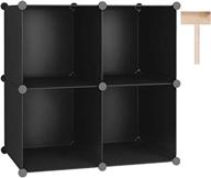 c&ahome 4-cube shelves units: diy plastic modular book shelf for bedroom, living room, office - black logo