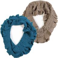 🧣 stylish & chic solid color ruffled edges small infinity elastic scarf capelet by scarfand logo