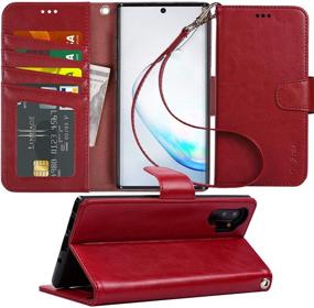 img 4 attached to 📱 Arae Wallet Case for Samsung Galaxy Note 10 Plus/Note 10 Plus 5G - Wine Red, PU Leather Flip Cover with Stand Feature and ID/Credit Cards Pocket (6.8 inch)