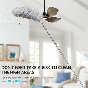 img 2 attached to 🧹 Clonynix Microfiber Duster with 100-Inch Telescopic Extension Pole, Bendable Head, Scratch-Resistant Cover, Washable Duster for High Ceiling Fans, Blinds, Furniture & Cars