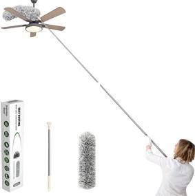 img 4 attached to 🧹 Clonynix Microfiber Duster with 100-Inch Telescopic Extension Pole, Bendable Head, Scratch-Resistant Cover, Washable Duster for High Ceiling Fans, Blinds, Furniture & Cars