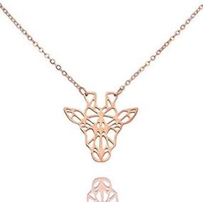 img 1 attached to 🦒 Stainless Steel Giraffe Deer Origami Pendant Necklace – Hollow Animal Head Necklace Jewelry for Women and Girls, Cute Graduation Gift in Rose Gold