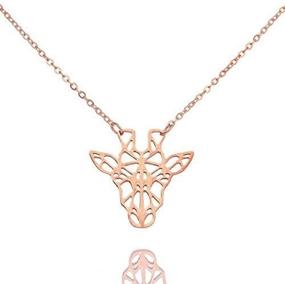 img 3 attached to 🦒 Stainless Steel Giraffe Deer Origami Pendant Necklace – Hollow Animal Head Necklace Jewelry for Women and Girls, Cute Graduation Gift in Rose Gold