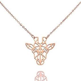 img 2 attached to 🦒 Stainless Steel Giraffe Deer Origami Pendant Necklace – Hollow Animal Head Necklace Jewelry for Women and Girls, Cute Graduation Gift in Rose Gold