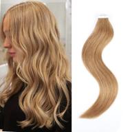 🔥 oreola 18" tape-in human hair extensions - remy strawberry blonde #21, natural & real hair, glue-in hair extensions, 20pcs 50g logo