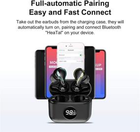 img 3 attached to Беспроводные наушники Bluetooth True Wireless – расширенное время работы, HiFi звук, сенсорное управление, LED-индикатор заряда батареи – USB-C, внутриканальные наушники, TWS стерео, встроенный микрофон – глубокий бас для iPhone Android.