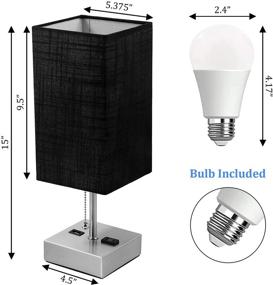 img 1 attached to 🌙 Set of 2 Table Lamps for Bedroom with USB Charging Ports and AC Outlet - 3-Way Dimmable Nightstand Lamps for Reading or Office (LED Bulb Included)