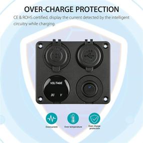 img 1 attached to 🔌 4 в 1 панель розетки зарядного устройства с светодиодным вольтметром, 12В 4.2А двойной разъем USB для зарядки, розетка для прикуривателя и светодиодный выключатель ON/OFF для автомобиля, морского судна, дома на колесах или грузовика