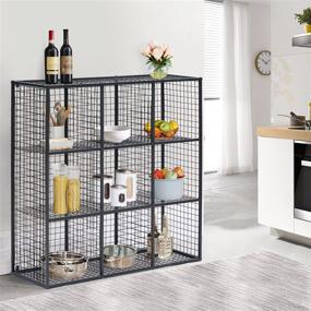 img 1 attached to 📦 VECELO Metal Wire Cube Storage Organizer, 9-Cube Grid Shelves, Modular Bookcase, Multipurpose Display Rack for Books, Toys, Clothes, Tools, 36”L x 12”W x 36”H, Black