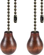 🔗 enhance your ceiling fan's aesthetics with 12-inch walnut wooden pendant pull chain extenders - 2 pack (bronze pull chain) логотип