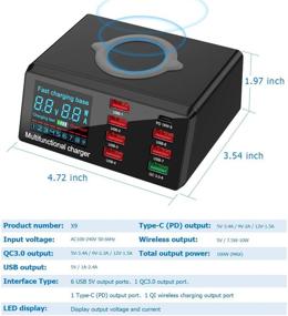 img 1 attached to ⚡ High-Speed Fast Charger: 100W 8-Port USB Hub with Quick Charge 3.0, PD & Wireless Charging - Compatible with All Phones and iPads