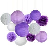 fascola pack of 12 lavender dark purple white paper crafts tissue paper honeycomb balls lanterns paper pom poms for birthday party wedding decoration логотип