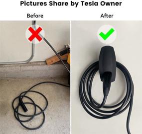 img 2 attached to 🔌 Держатель для зарядного устройства Tesla TAPTES на стену/органайзер кабелей для всех автомобилей Tesla - адаптер для зарядного устройства на стене для аксессуаров Tesla Model 3, Model Y, Model S и Model X