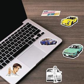 img 1 attached to Набор наклеек Initial D Anime - 50 штук для бутылки Hydro Flask, ноутбука, скейтборда, MacBook - пакет симпатичных водонепроницаемых наклеек (Initial D)