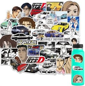 img 4 attached to Набор наклеек Initial D Anime - 50 штук для бутылки Hydro Flask, ноутбука, скейтборда, MacBook - пакет симпатичных водонепроницаемых наклеек (Initial D)