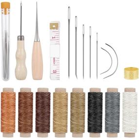 img 4 attached to 🧵 Paxcoo 31 Pcs Leather Hand Sewing Craft Tools Bundle for Leather and Canvas Sewing: Needles, Waxed Thread, Drilling Awl Included