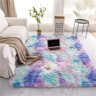 🌈 ntbed soft shaggy area rug: colorful tie dye fluffy bedside rug for bedroom or living room decor (3x5 feet, blue-purple) logo
