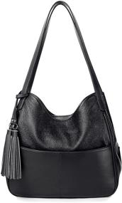 img 4 attached to S ZONE Shoulder Leather Handbags Multi Pocket