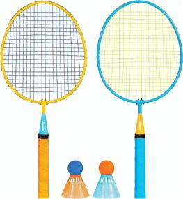 img 4 attached to Franklin Sports Kids Badminton- Smashton 🏸 Set- 2 Player Youth Combo Set with Shuttlecocks