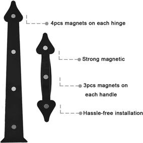 img 2 attached to 🚪 Enhanced Hardrock Magnetic Garage Door Decorative Hardware Kit - 6 Pieces Faux Hinges and Handles Accents, Black Color