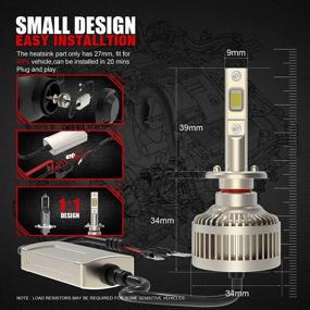 img 3 attached to 🚗 Car Work Box H1 LED Headlight Bulb: 10000LM 60W 6500K CSP Chips, Fanless, Ultra Bright Beam - Conversion Kit