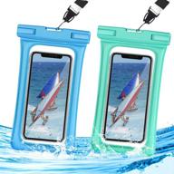 📱 waterproof phone pouch floating: 2-pack, ipx8 dry bag for iphone xs max/xr/x/8/8plus/7/7plus6/6s galaxy note up to 6.5" - blue+green logo